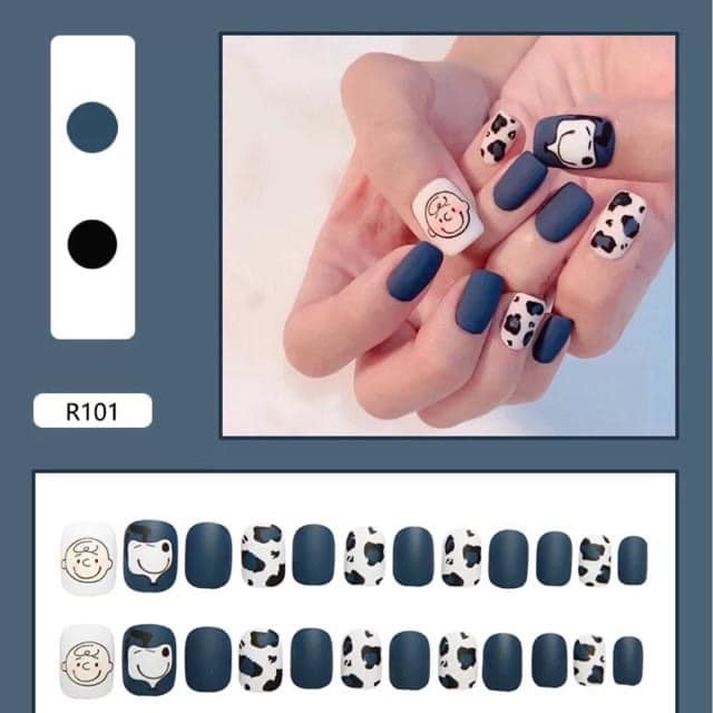 [Màu 01->100] Set 24 Móng Tay Giả Có Sẵn Keo Dán