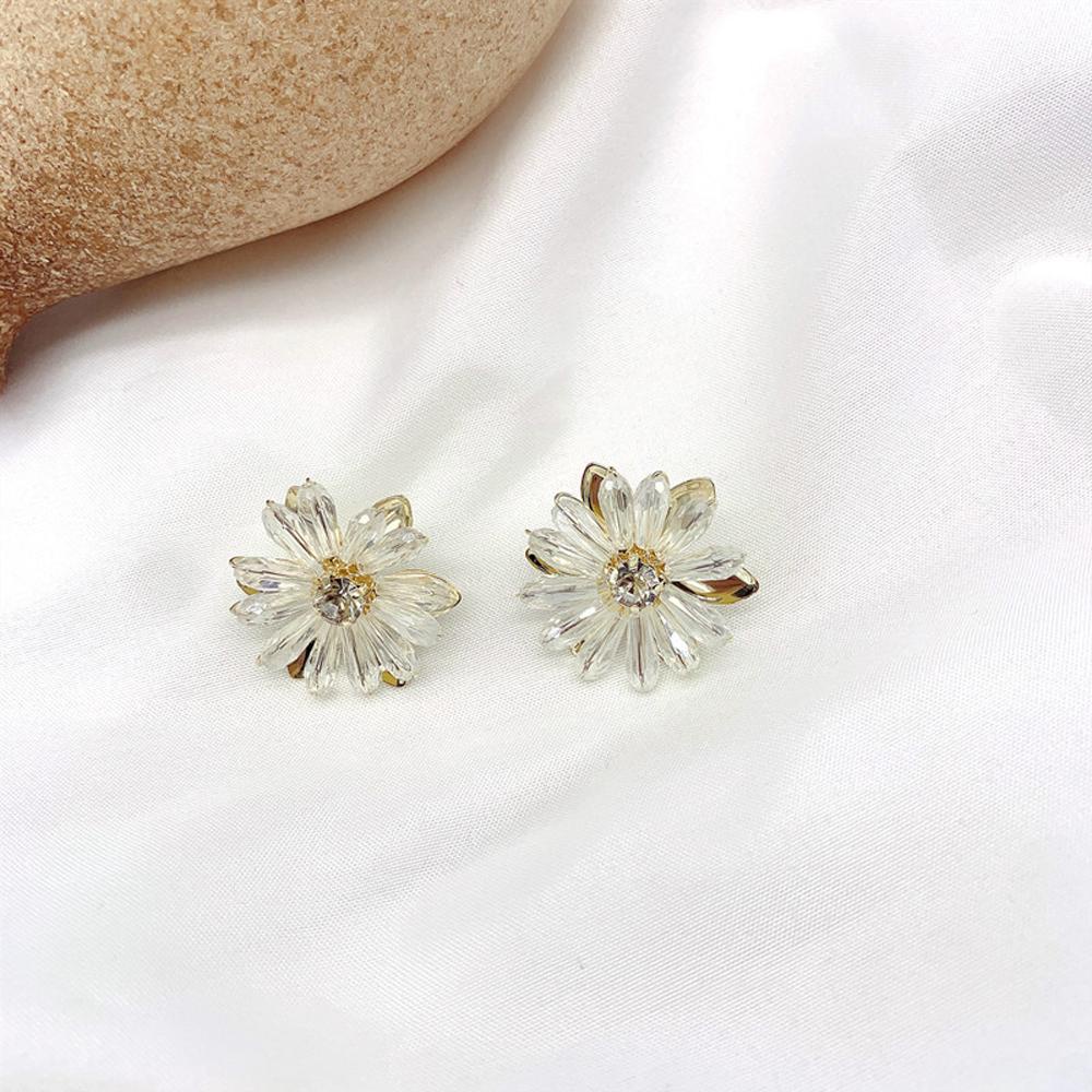 Bông Tai Mạ Bạc 925 Hình Hoa Trong Suốt Phong Cách Retro