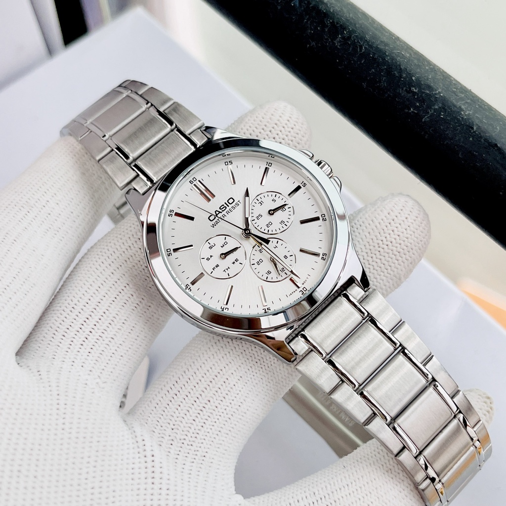 Đồng hồ đôi nam nữ dây thép Casio MTP V300D