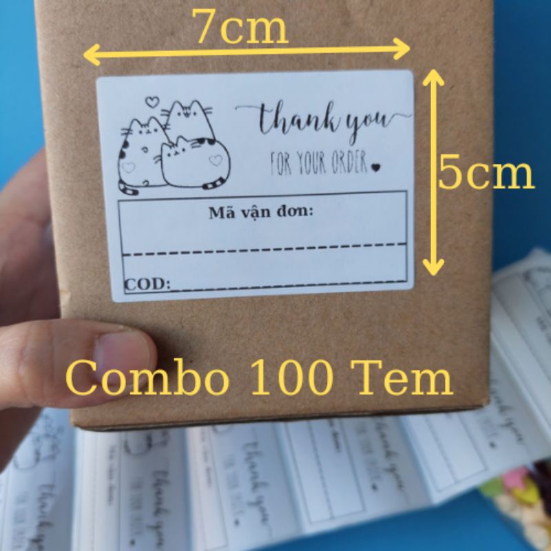 Tem ghi mã vận đơn, phiếu gửi hàng cute kích thước 7x5cm
