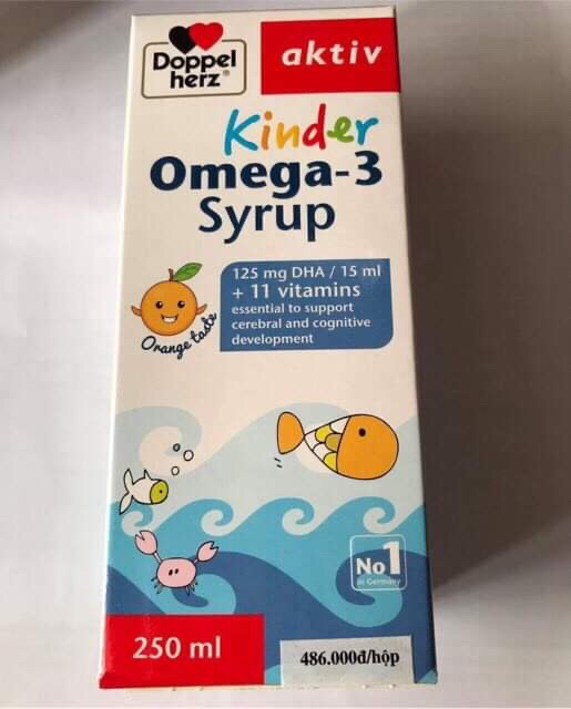 Omega3 syrup 250ml (hàng chính hãng công ty) (kinder omega-3 syrup Doppel herz )(made in đức)