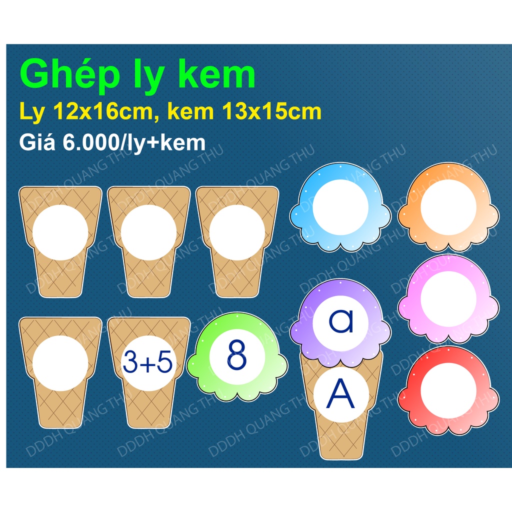 [Đồ dùng dạy học] Ghép ly kem