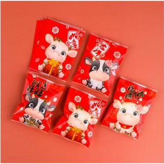 100 Túi đựng bánh quy cookie tết hình sửu trâu hàng loại 1