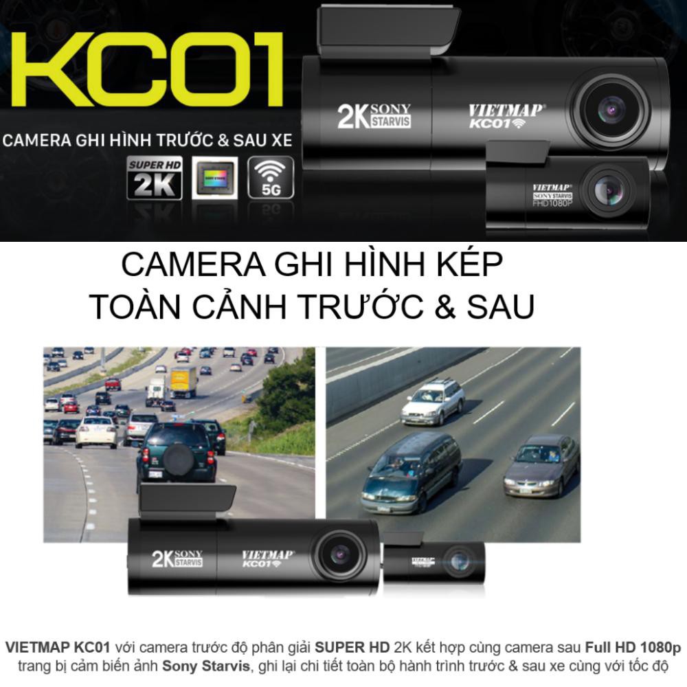 Camera hành trình Vietmap KC01 ghi hình kép trước và sau xe - Bảo hành 12 tháng chính hãng