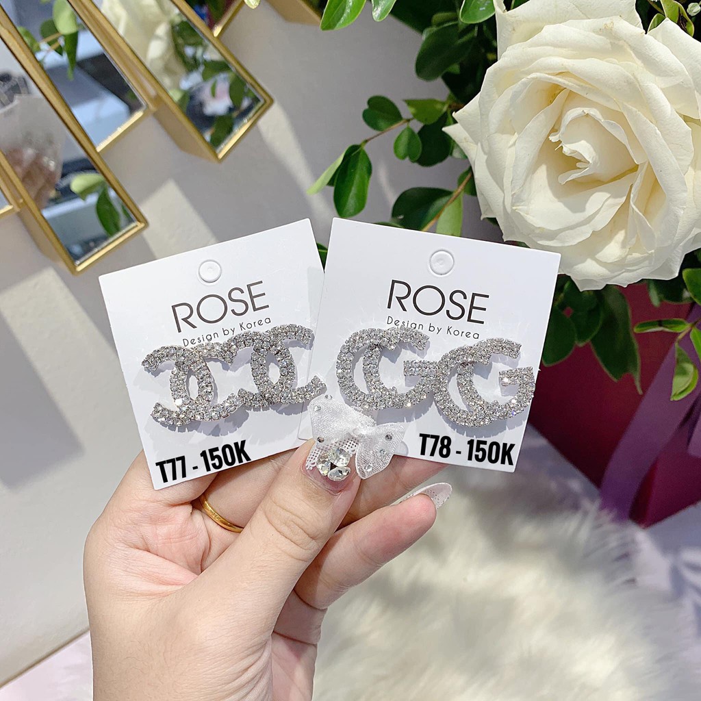 Khuyên Tai Bông Tai Bạc 925 Đính Đá Sang Chảnh Đi Tiệc Khuyên Tai ROSE T78