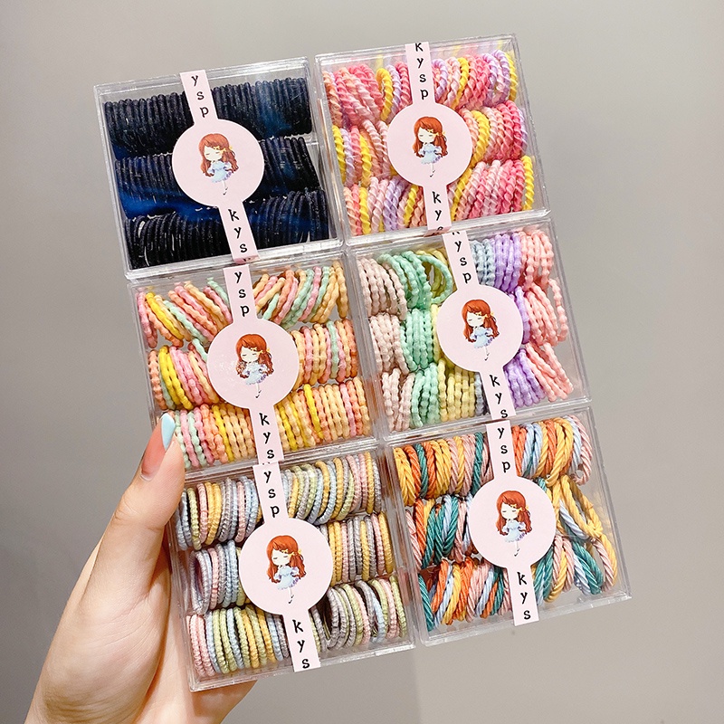 Dây Buộc Tóc Cao Su Co Giãn Màu Sắc Dễ Thương Dành Cho Bé Gái 60/90
