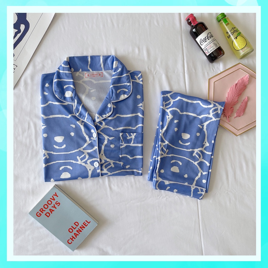 Đồ ngủ nữ pijama mặc nhà cao cấp áo dài quần dài chất vải thô hàn mềm mại PJMDAII05