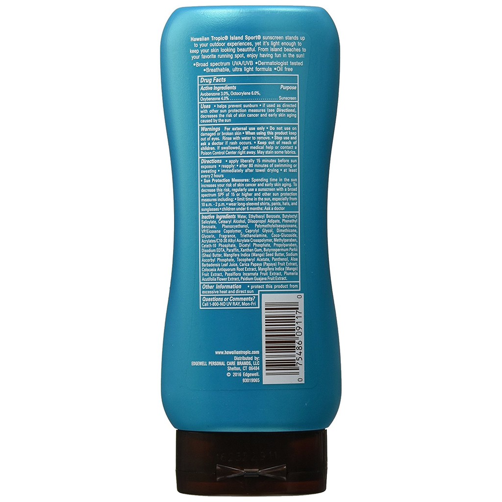 Kem chống nắng thể thao Hawaiian Tropic Island Sport Broad Sprectrum Sunscreen Lotion 236ml (Mỹ)