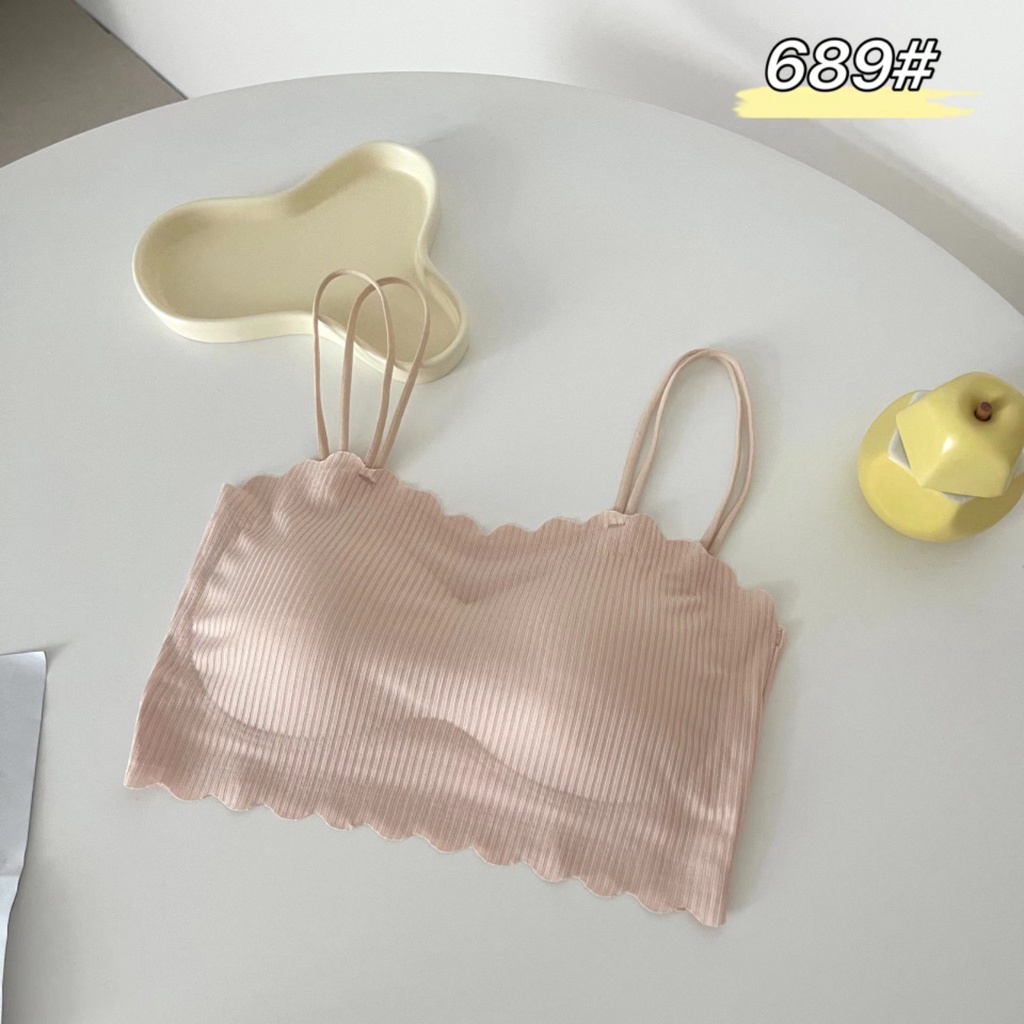Áo Ngực Lót Lụa Lạnh Mỏng Không Gọng Thép Không Đường May Có Đệm Ngực Lưng Đẹp Mắt Thoải Mái Cho Nữ Sinh