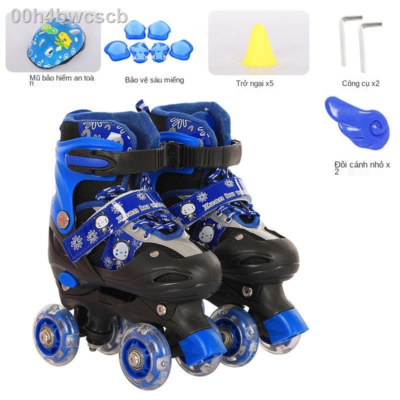 ☞♟✁Trượt patin trẻ em trọn bộ của giày nam và nữ hai hàng bánh xe nội tuyến có thể điều chỉnh 3-4-5-6-8-10 tuổi cho ngườ