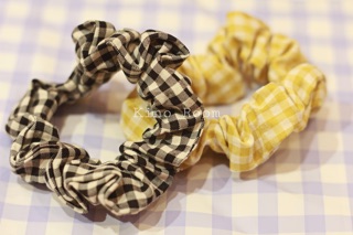 Cột Tóc, Buộc Tóc Vải Scrunchie Kẻ Caro Hanmade - ( Ảnh Thật)