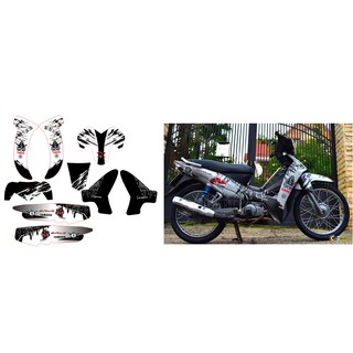 Tem trùm sirius samurai trắng đen, độ team dán phủ decal xe máy spark giá rẻ đẹp