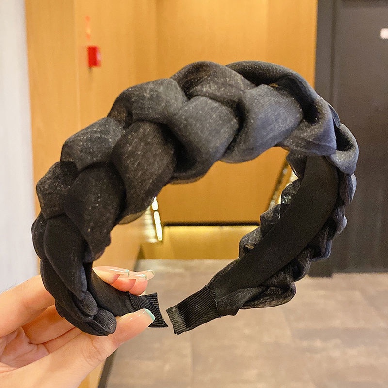 Băng Đô Vải Organza Cao Cấp / Băng Đô Bện Sợi Satin Rộng / Thắt Bím Tóc Co Giãn Chống Trượt Phong Cách Hàn Quốc Cổ Điển Dành Cho Bạn Nữ