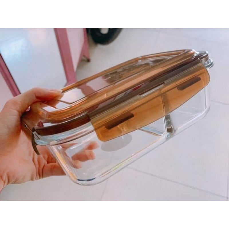 THỐ THỦY TINH 2 NGĂN CÓ NẮP