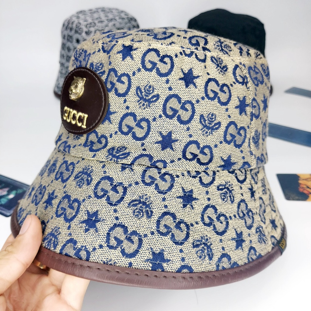 Mũ bucket vành tròn , logo da nổi hổ sắt chất liệu đồng họa tiết cực đẹp