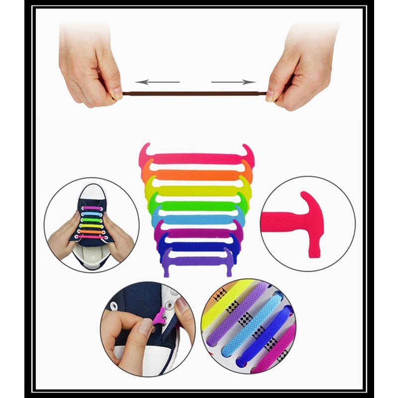 1 Cặp Dây Giày Silicone Co Giãn Không Cần Buộc Dễ Cài Đặt Và Tháo Gỡ Tiện Lợi
