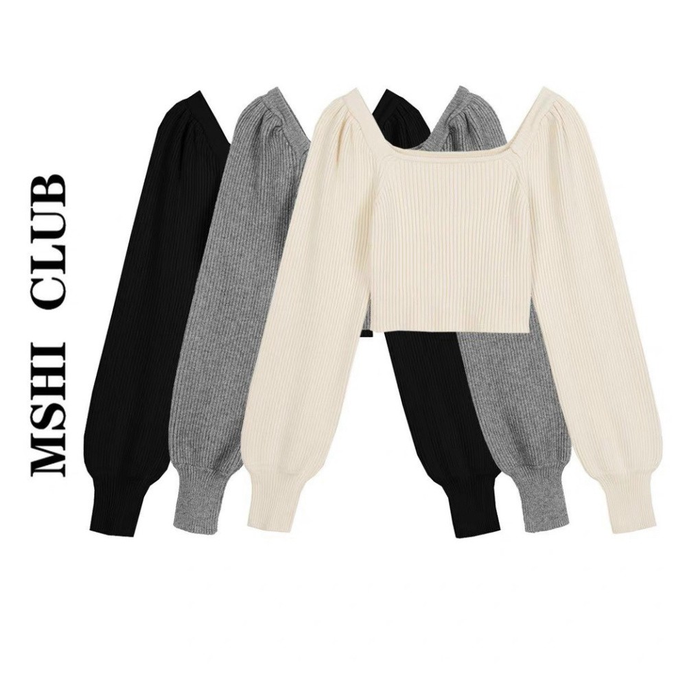 áo len tăm cổ vuông tay bồng,chất len tăm dày dặn siêu đẹp ạ | BigBuy360 - bigbuy360.vn