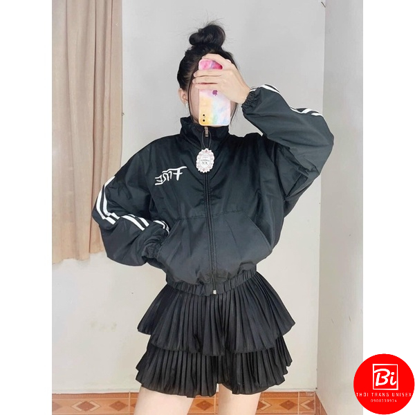 Áo Khoác Dù Nữ 2 Lớp Cổ Trụ Dáng Lửng Tay Cánh Dơi Phồng Form Rộng_Chất dù Miro Xịn Mang Mát Thoải Mái Không Bí Hơi_AK75