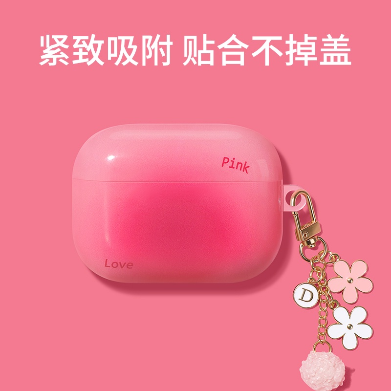 Vỏ Bảo Vệ Hộp Sạc Tai Nghe AirPods 1 2 Pro 3 Pro 3 Hình Quả Đào Màu Gradient Sáng Bóng Chống Rơi Kèm Móc Khóa