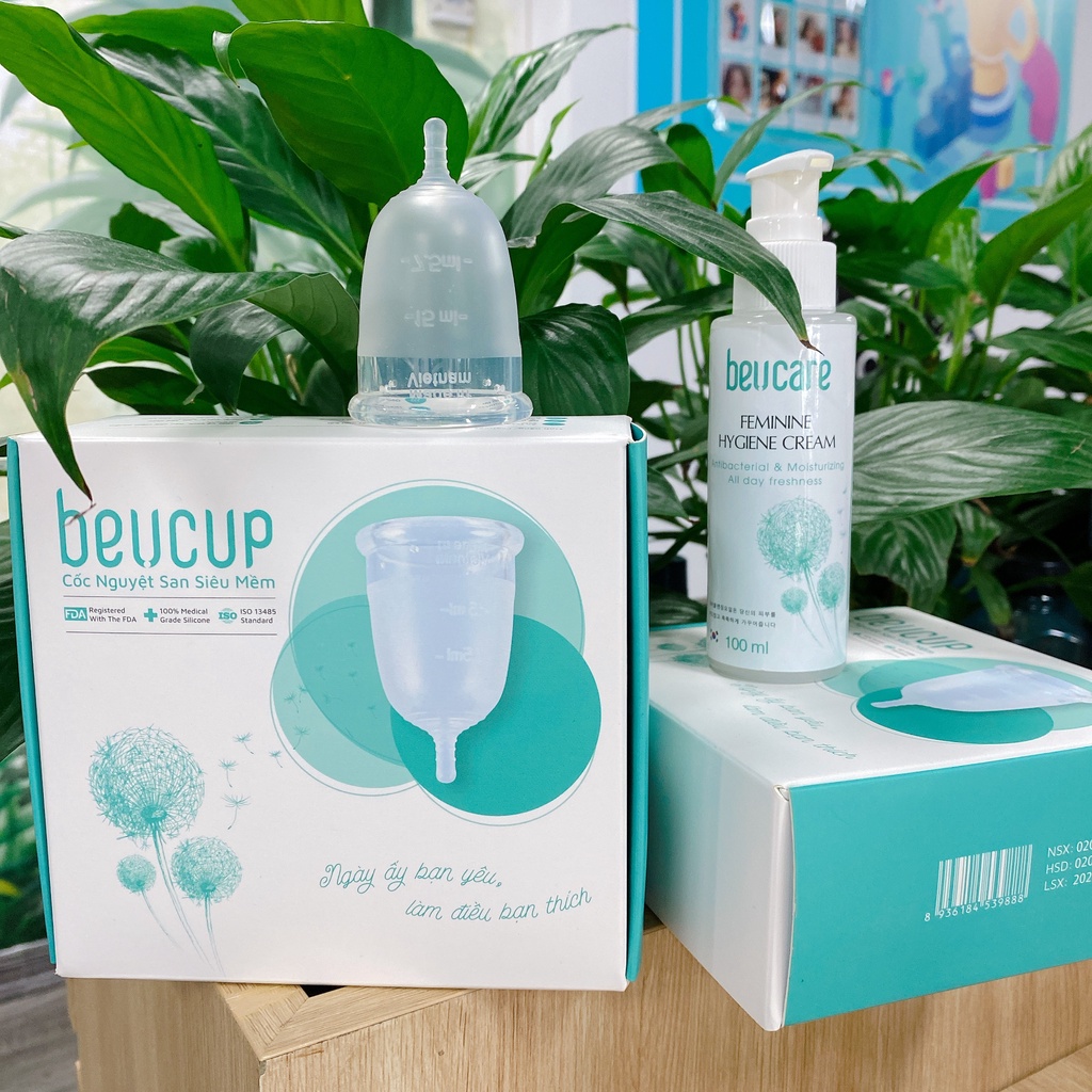 Combo 1 Bộ cốc nguyệt san beUcup và 1 chai nước giặt đồ lót beUcare 200ml