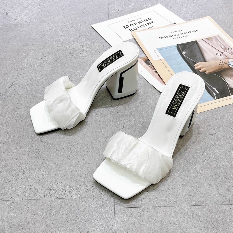 DÉP GUỐC BẢNG REN NHÚM GÓT VUÔNG 7P