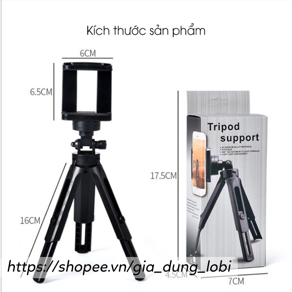 Chân đỡ điện thoại tripod mini để kẹp điện thoại máy ảnh 3 chân livestream quay phim video chụp ảnh