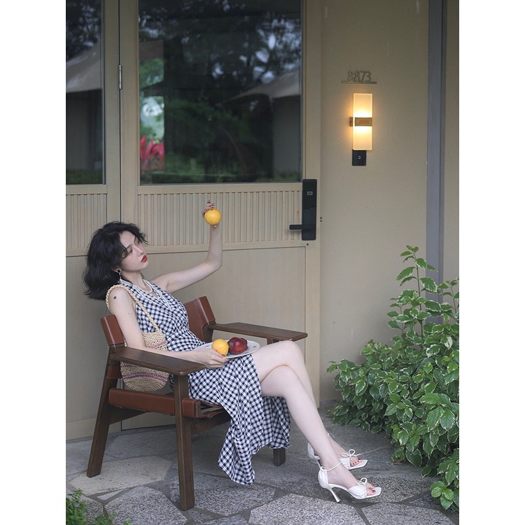 Đầm Yếm Kẻ Sọc Xếp Ly Không Đều _ Retro Style