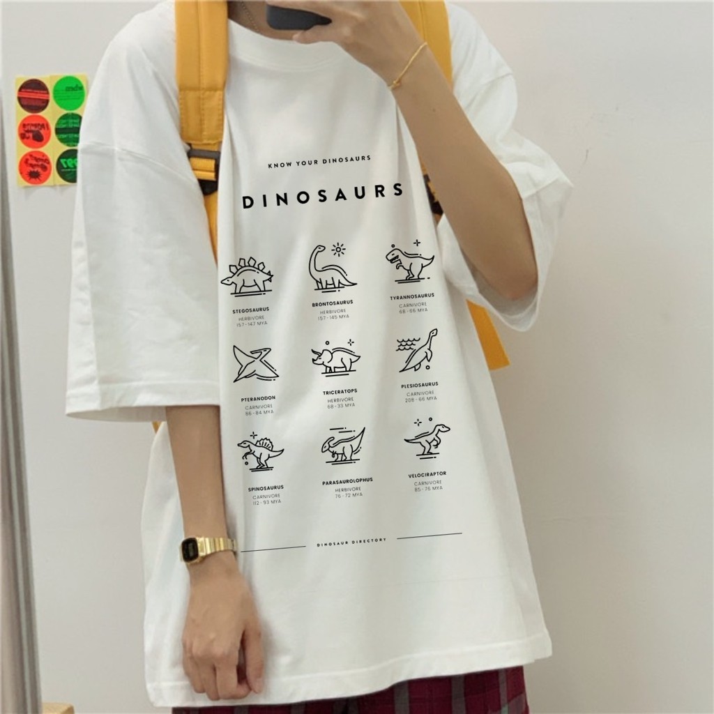 Áo thun tay lỡ  DINOSAURS  phông Unisex nam nữ tee oversize form rộng pull Ulzzang Streetwear Hàn Quốc vải mềm