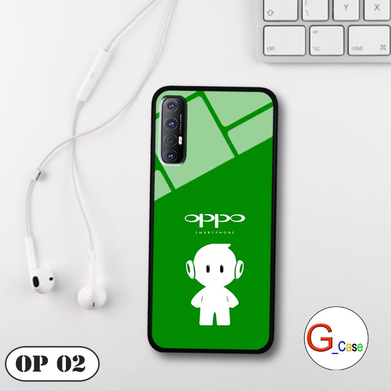 Ốp lưng Oppo Reno 3 Pro-lưng kính in logo hãng điện thoại