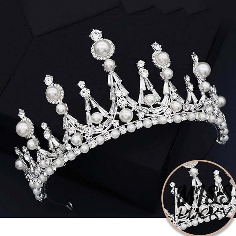 Vương Miện Đính Đá Và Ngọc Trai Giả Thời Trang Cho Nữ