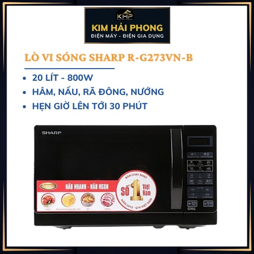 Lò vi sóng SHARP R-G273VN-B, lò 20 lít đa năng có nướng - gia dụng gia đình chính hãng - [ kimhaiphong_store ]