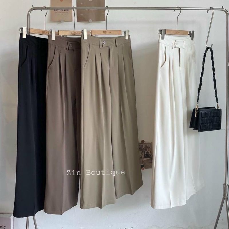 Quần vải ống suông khuy lệch hàng QCL1