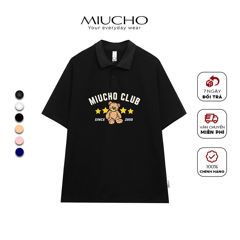 Áo thun polo cotton nữ unisex hoạ tiết MP010 Miucho
