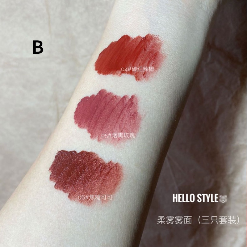 [Hàng mới về] Set 1/ 3 son kem hiệu ứng gương thiết kế hình gấu dễ thương