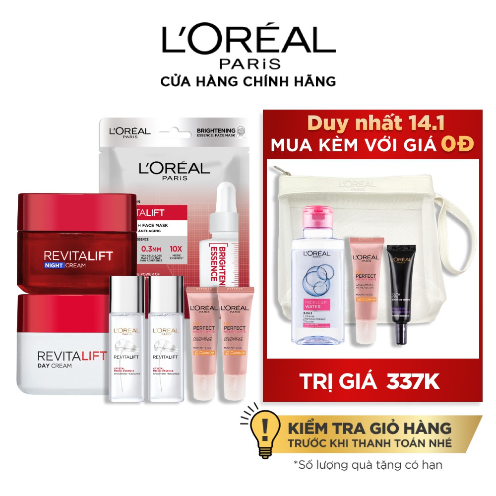 Bộ sản phẩm L’Oreal Paris chống lão hóa toàn diện dưỡng da căng mướt | BigBuy360 - bigbuy360.vn