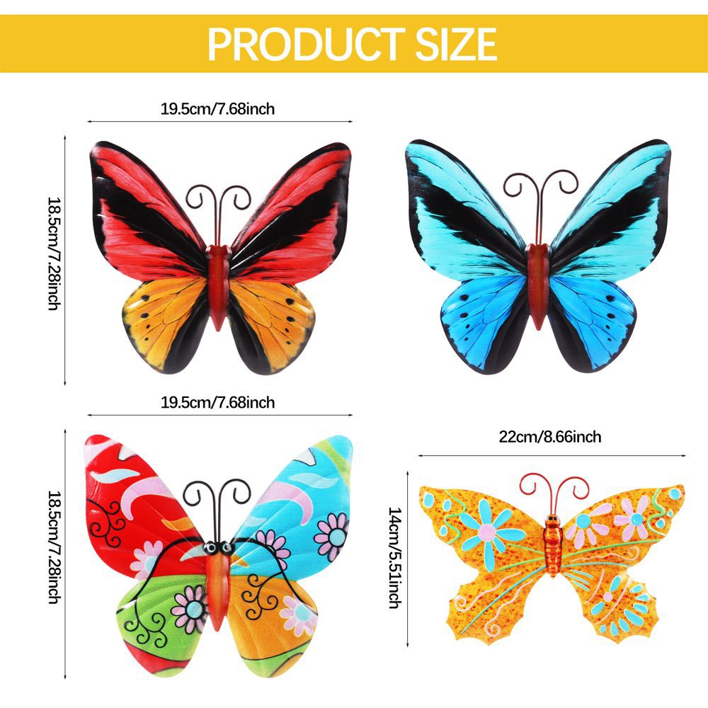 MIOSHOP Fence Metal Butterfly Indoor Wall Art Wall Decor Decorations Garden Colorful Outdoor Sculpture Hanging