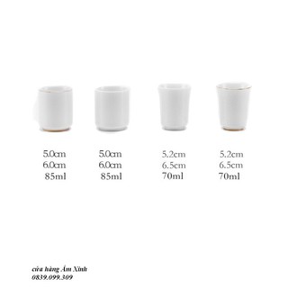 Chén Sứ Cảnh Đức (sứ thấu quang vẽ vàng) 70 -85 ml