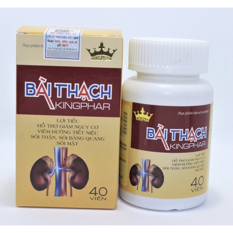 Viên Uống Lợi Tiểu BÀI THẠCH Kingphar 40 Viên - Hỗ trợ giảm nguy cơ viêm đường tiết niêu, sỏi thận, sỏi bàng quang