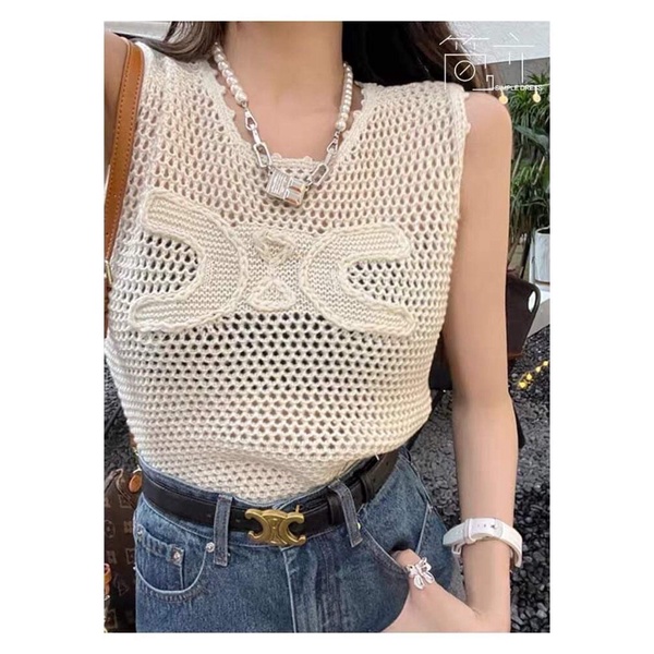 Áo len 3 lỗ C.h.a.nel-Áo len lưới mongtoghi