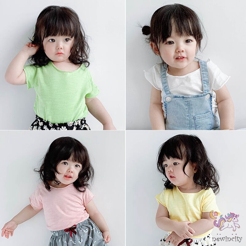 Áo Thun Tay Ngắn Bằng Cotton Thời Trang Mùa Hè Phong Cách Hàn Quốc Dành Cho Trẻ Em