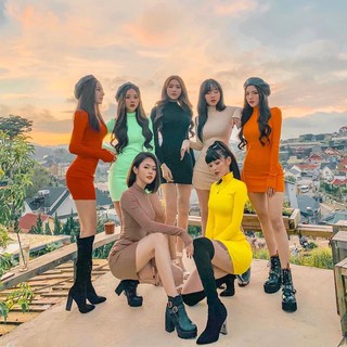 Đầm ôm body cổ cao thun Borip