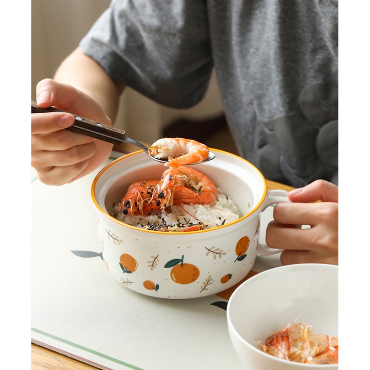 Bát úp mì có nắp họa tiết quả Cam vàng.