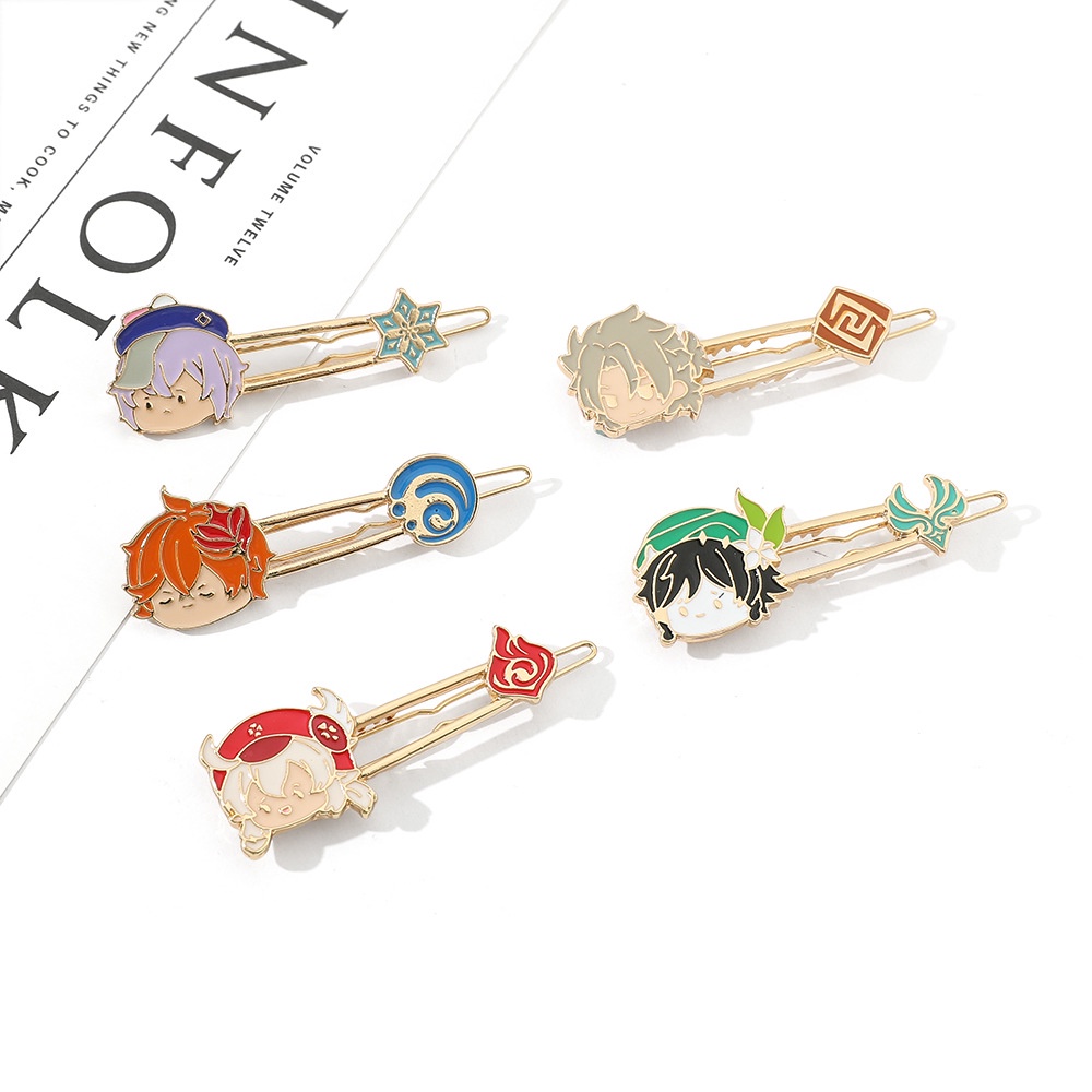 Kẹp tóc QIHE JEWELRY hình nhân vật game Genshin Impact dễ thương bằng hợp kim