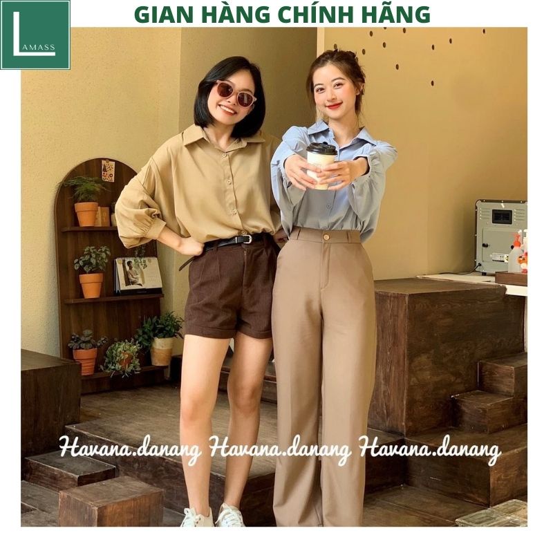 Áo sơ mi nữ tay bồng trơn 3 mầu chất voan lụa mềm mại đẹp kiểu dáng hàn quốc -LAMASS