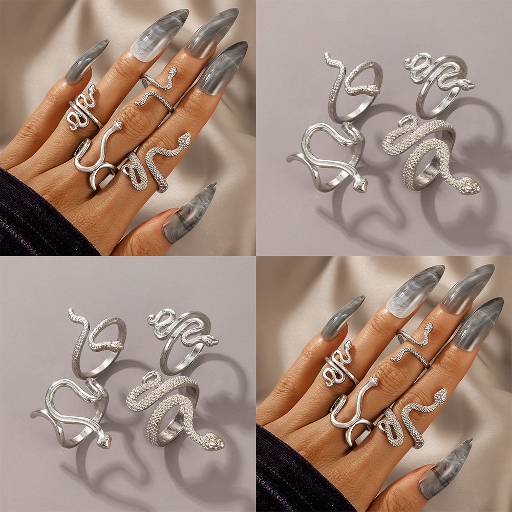 Set 4 Nhẫn Hợp Kim Kiểu Dáng Đa Dạng Phong Cách Boho Cổ Điển