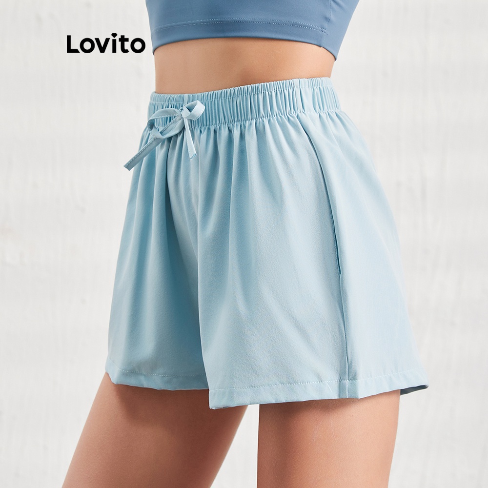 Quần short thể thao Lovito thiết kế đơn giản thoải mái thời trang L07056