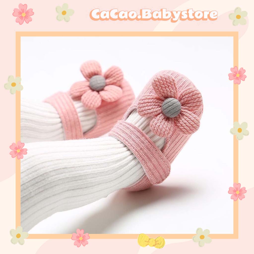 Giày Tập Đi Bé Gái CACAO Cho Bé 0-1 Tuổi, Chất Liệu Len Cao Cấp Êm Chân, Chống Trơn Trượt