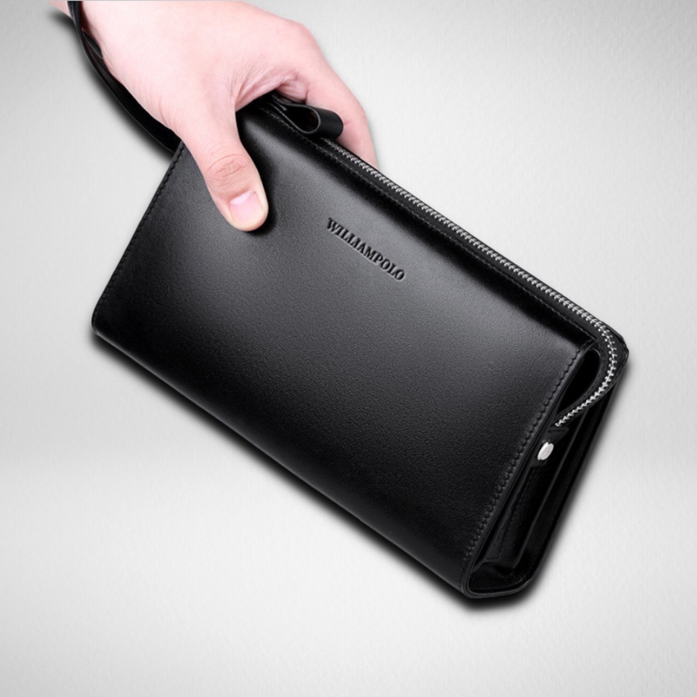 Ví nam cầm tay WILLIAMPOLO,Chất liệu Da BÒ cao cấp chống thấm nước, thiết kế nhiều ngăn, kiểu dáng lịch sự- 𝑰𝑩𝑨𝑮