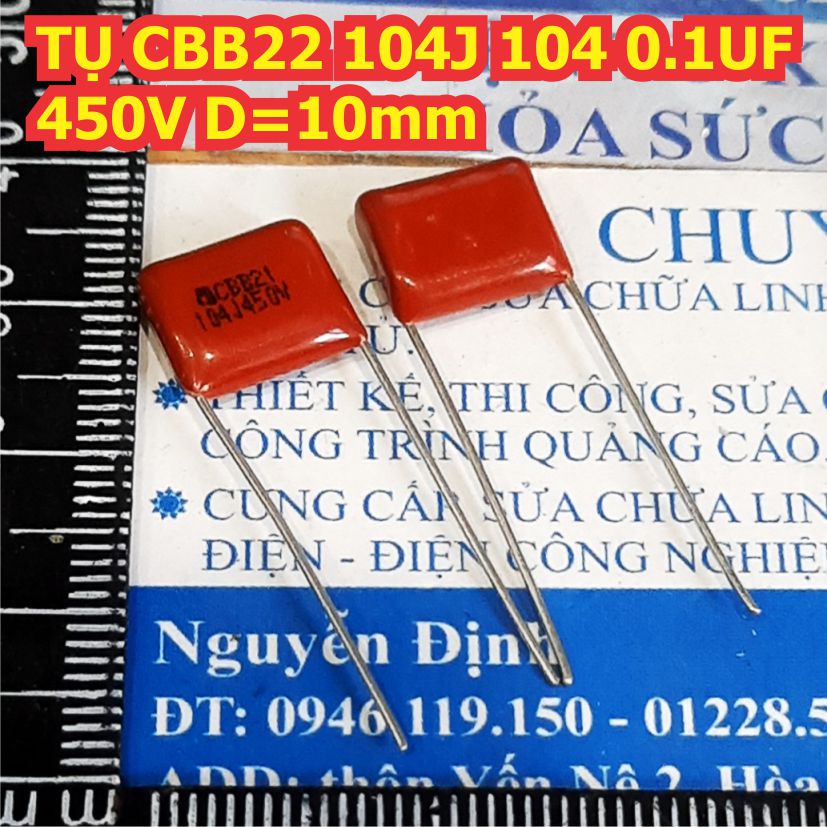 30 con TỤ CBB22 tụ kẹo nâu đỏ 104J 450V 104 0.1UF 400V kde0039