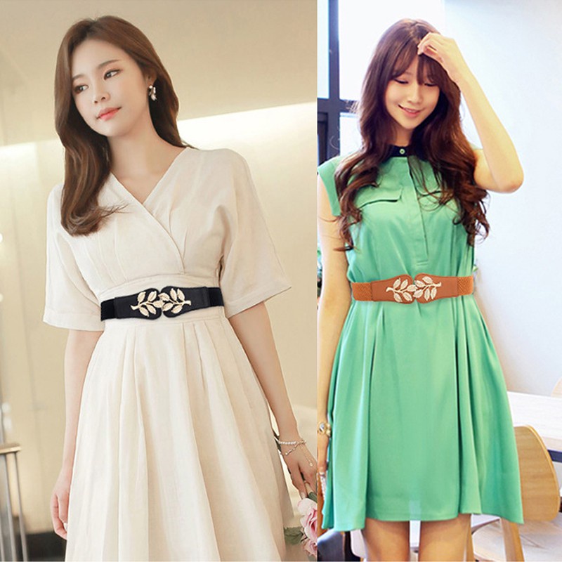 Thắt lưng co giãn khóa kim loại mạ vàng thời trang cho nữ